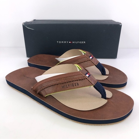Tommy Hilfiger Dembo Mens Flip Flop Sandals Size 13 Brown Stylish & Comfortable - Picture 1 of 8